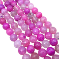 10mm Faceted Mixed Bright Pink Agate Round/Ball Shaped Beads - 15" Strand (Approximately 38 Beads) - Natural Semi-Precious Gemstone