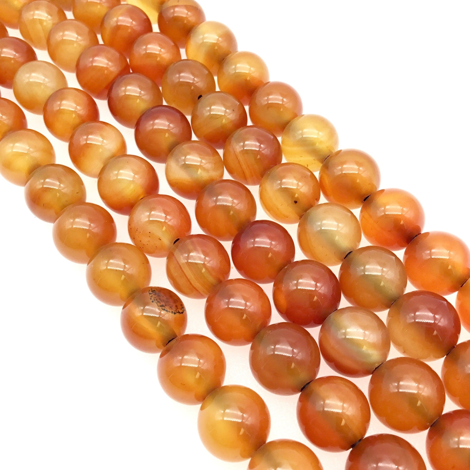 10mm Natural Assorted Carnelian Matte Finish Round/Ball Shaped Beads with 2.5mm Holes - 7.75" Strand (Approx. 20 Beads) - LARGE HOLE BEADS