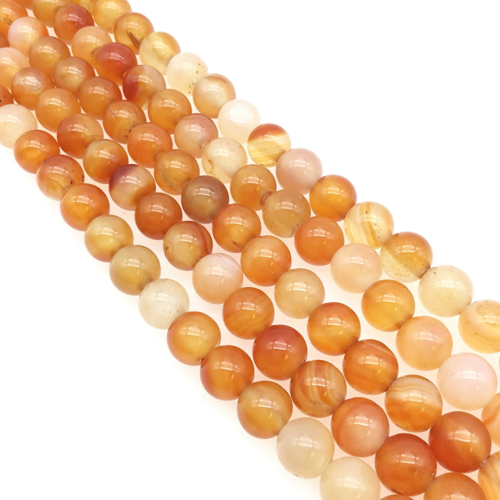 8mm Natural Assorted Carnelian Smooth Finish Round/Ball Shaped Beads with 2.5mm Holes - 7.75" Strand (Approx. 25 Beads) - LARGE HOLE BEADS