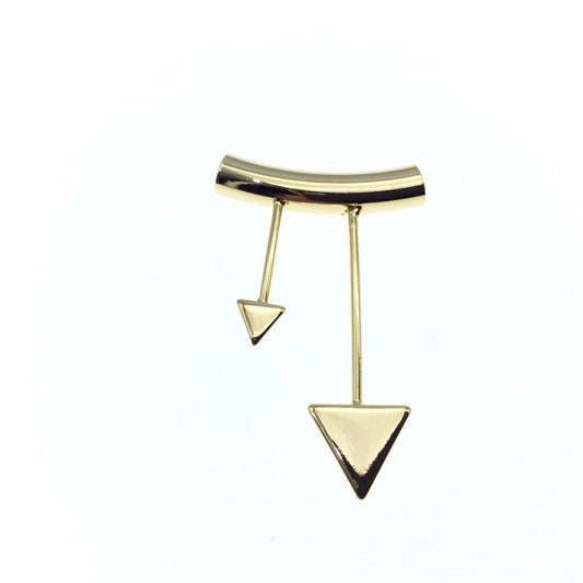 Gold Plated Tube Pendant - with Triangle Embellishments - Measuring 25mm x 38mm with 5mm Hole - Sold Individually, Chosen at Random