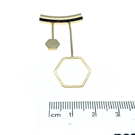 Gold Plated Tube Pendant - with Hexagon Embellishments - Measuring 25mm x 45mm with 5mm Hole - Sold Individually, Chosen at Random