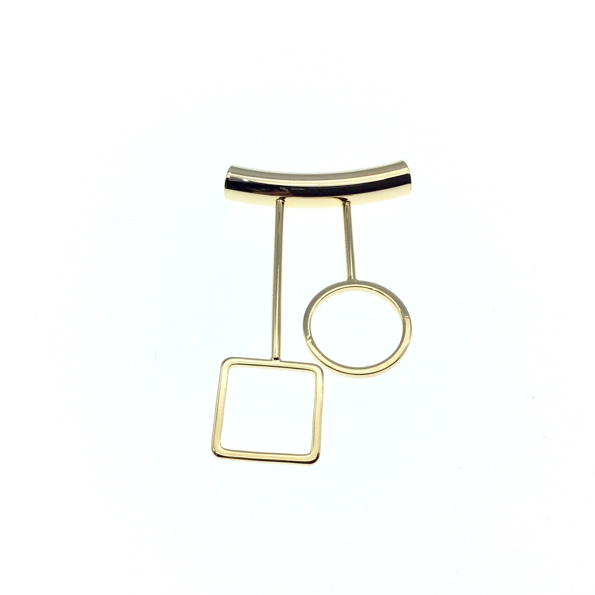 Gold Plated Tube Pendant - with Square + Circle Embellishments - Measuring 25mm x 40mm with 5mm Hole - Sold Individually, Chosen at Random