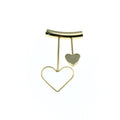 Gold Plated Tube Pendant - with Heart Embellishments - Measuring 25mm x 43mm with 5mm Hole - Sold Individually, Chosen at Random