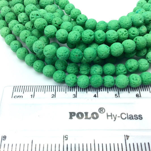 6mm Neon Green Colored Volcanic Lava Rock Round/Rondelle Shaped Diffuser Beads w/ 1.5mm Holes - Sold by 15" Strands (Approx. 65 Beads)