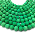 10mm Neon Green Colored Volcanic Lava Rock Round/Rondelle Shaped Diffuser Beads w/ 1.5mm Holes - Sold by 15" Strands (Approx. 50 Beads)