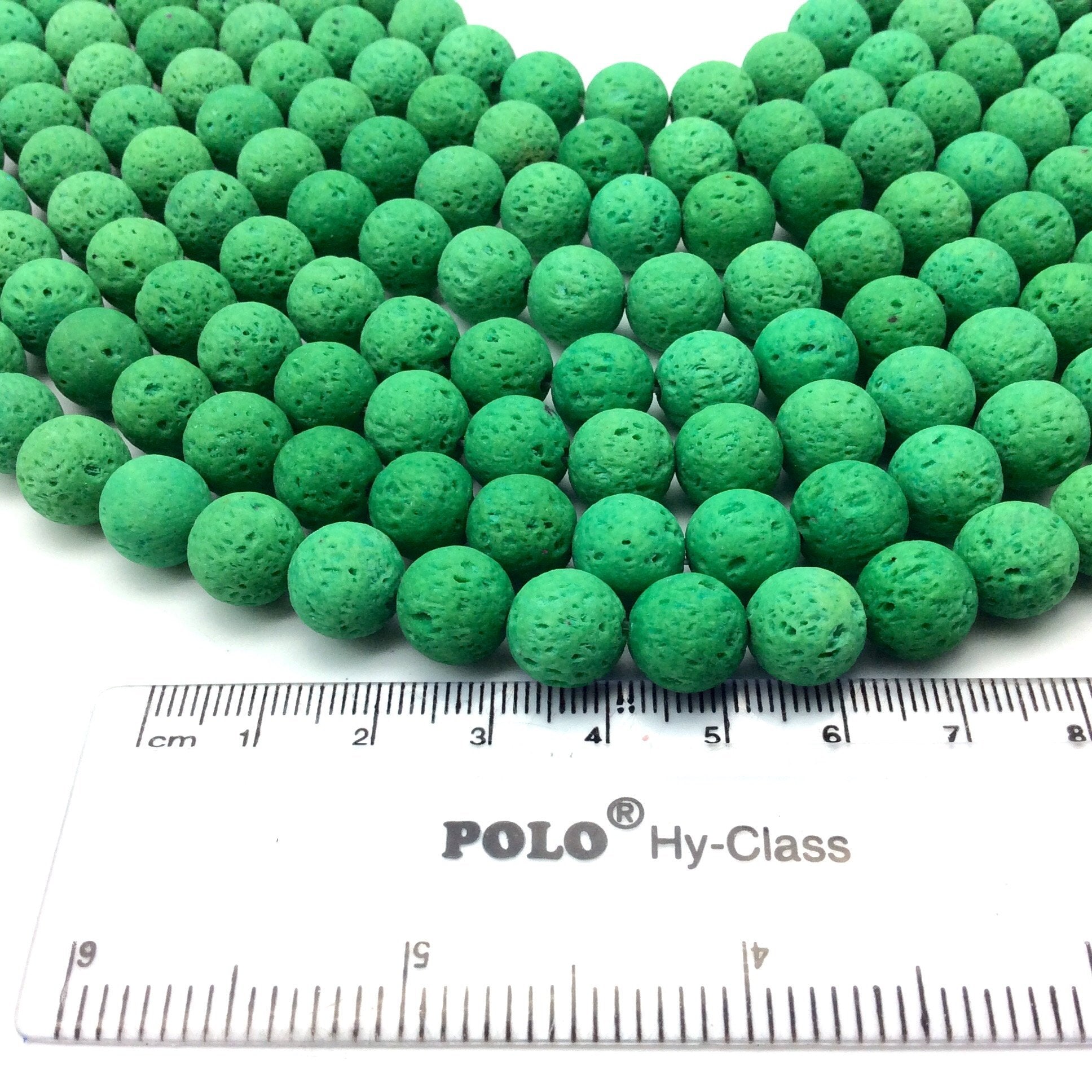 10mm Neon Green Colored Volcanic Lava Rock Round/Rondelle Shaped Diffuser Beads w/ 1.5mm Holes - Sold by 15" Strands (Approx. 50 Beads)