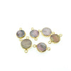 Small Sized Gold Plated Natural Flat Mixed Pink Agate Round Shape Connector - 11-15mm Approx. - Sold Per Each, Selected at Random