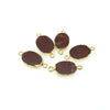 Small Sized Gold Plated Natural Flat Red Jasper Oval Shape Connector - 16-18mm Long Approx. - Sold Per Each, Selected at Random