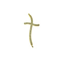Gold Finish Wavy Cross Shaped CZ Cubic Zirconia Inlaid Plated Copper Connector Component - Measuring 19mm x 39mm  - Sold Individually