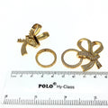 Gold Plated Cubic Zirconia Encrusted/Inlaid Bow + Circle Shaped Copper Clasp Components - Measuring 40mm x 43mm