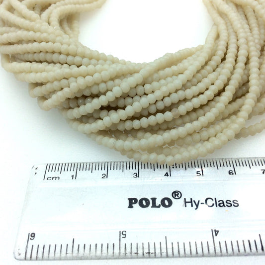 2mm x 3mm Matte Finish Faceted Opaque Light Ivory/Cream Chinese Crystal Rondelle Shaped Beads - Sold by 16" Strands (Approx. 150 Beads)