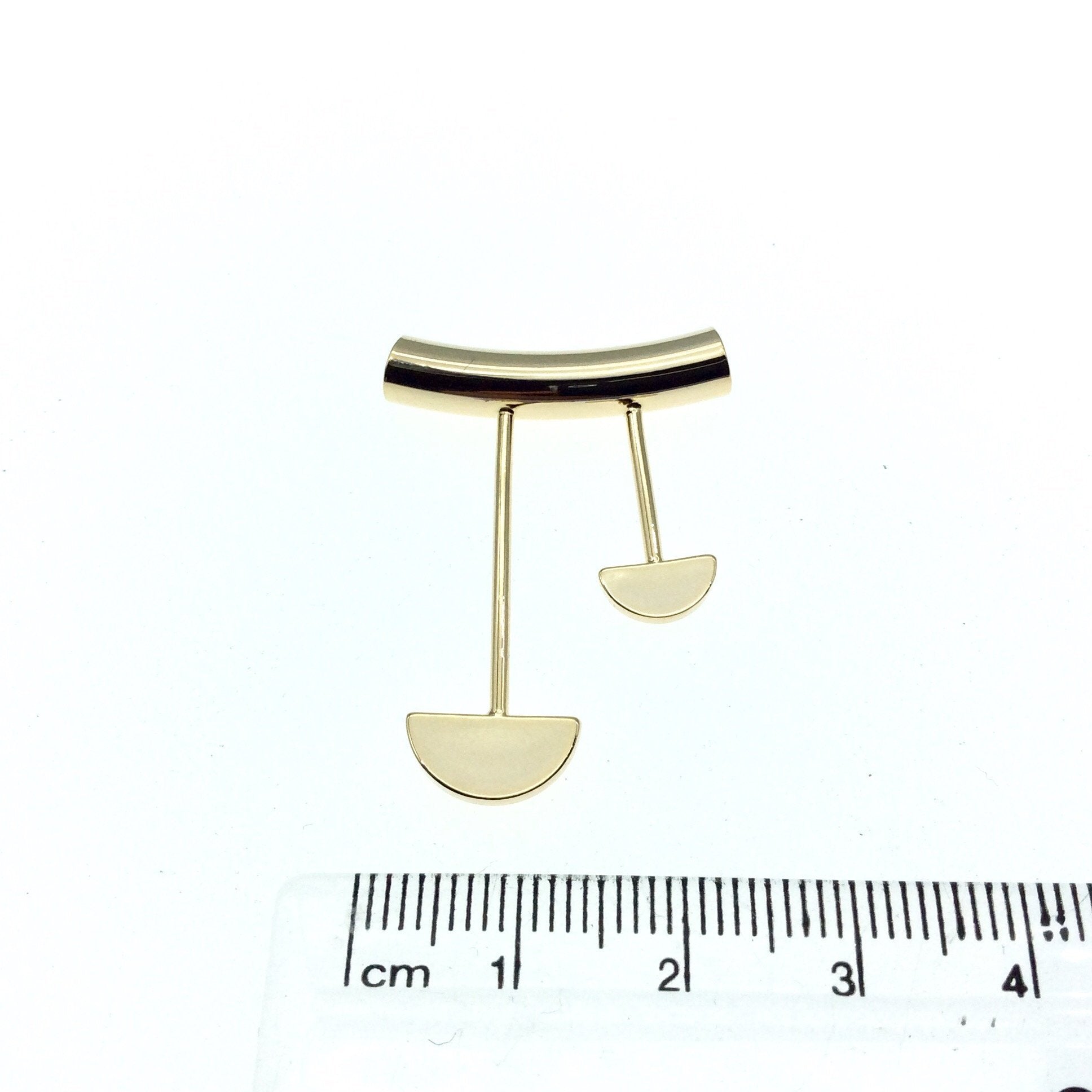 Gold Plated Tube Pendant - with Half Moon Embellishments - Measuring 25mm x 35mm with 5mm Hole - Sold Individually, Chosen at Random