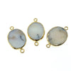 Large Sized Gold Plated Natural Flat Dendritic Opal Oval Shaped Connector - 21mm - 23mm  Long Approx. - Sold Per Each, Selected at Random