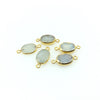 Medium Sized Gold Plated Natural Flat Rainbow Moonstone Oval Shaped Connector -  ~ 15mm - 18mm  Long - Sold Per Each, Selected at Random