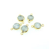 Medium Sized Gold Plated Natural Flat Rainbow Moonstone Round Shaped Connector - 12-15mm Approx. - Sold Per Each, Selected at Random