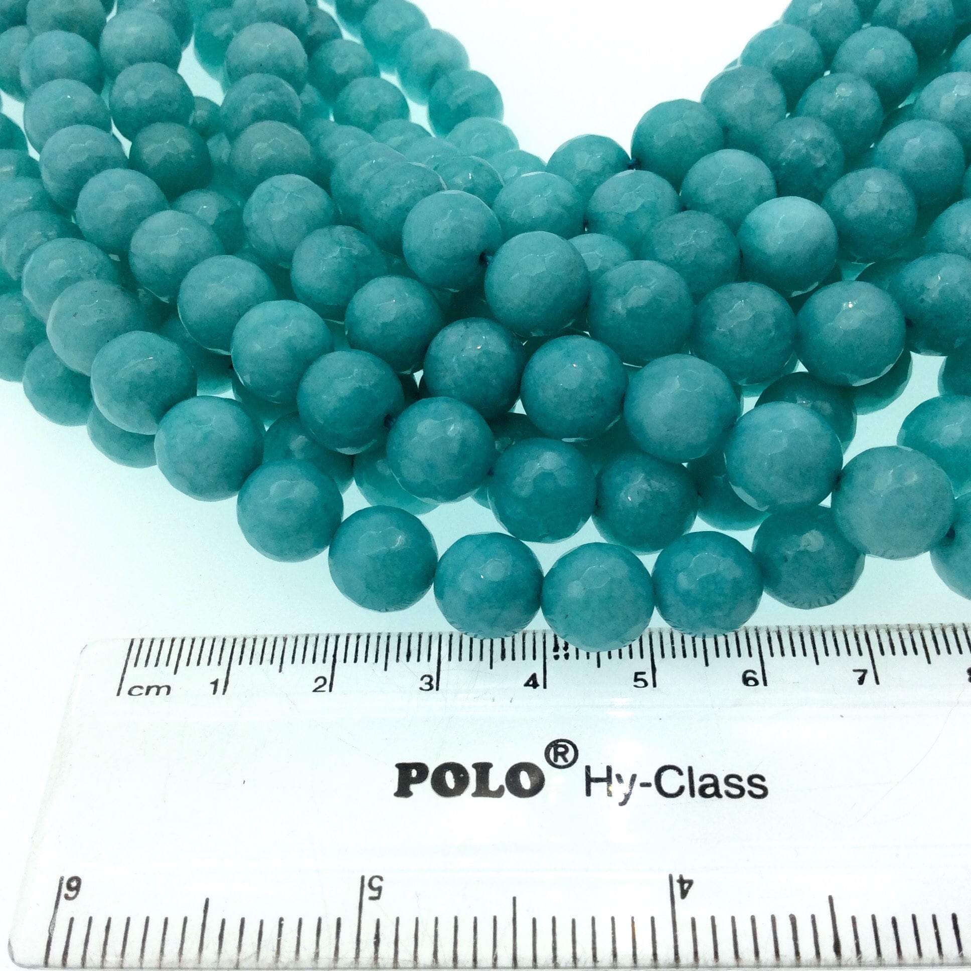 10mm Faceted Dyed Turquoise Blue Natural Jade Round/Ball Shape Beads with 1mm Beading Holes - Sold by 14.5" Strands (Approximately 37 Beads)