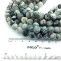 10mm Matte Round/Ball Shaped White/Green Tree Agate Beads - 15.5" Strand (Approx. 39 Beads per Strand) - Natural Semi-Precious Gemstone