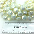 Chinese Crystal Beads | 14mm x 14mm Glossy Faceted Opaque Light Lemonade Yellow Hexagon Glass Beads