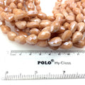 10mm x 14mm Glossy Finish Faceted Opaque Light Peach Chinese Teardrop Beads - Sold by 14" Strands (Approx. 22 Beads) -(CC10140-7)