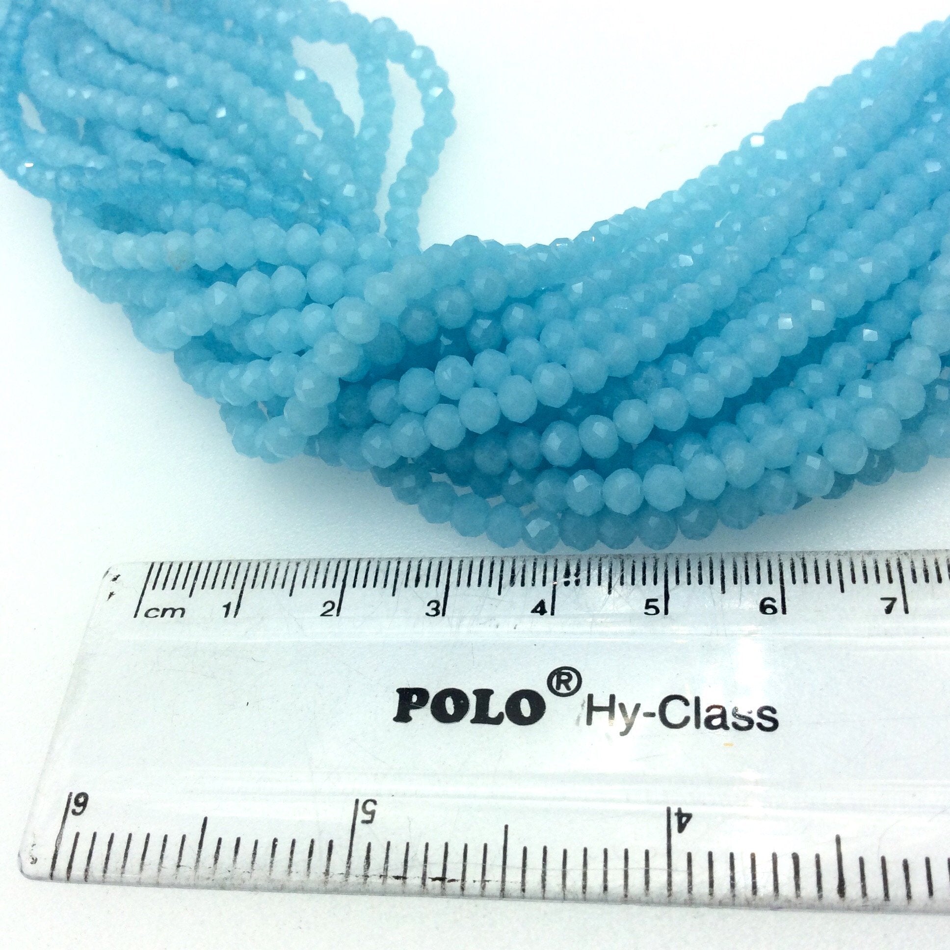 3mm x 4mm Faceted Light Blue Chinese Crystal Rondelle Shaped Beads - Sold by 18" Strands (Approx. 150 Beads)