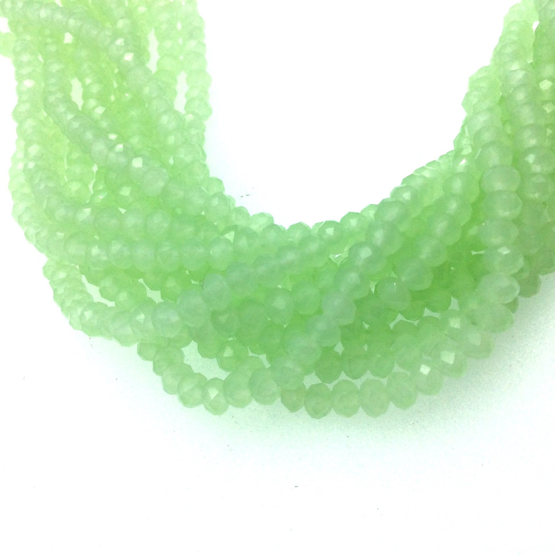 3mm x 4mm Faceted Opaque Pale Mint Green Chinese Crystal Rondelle Shaped Beads - Sold by 17.5" Strands (Approx. 139 Beads) - (CC23-042)