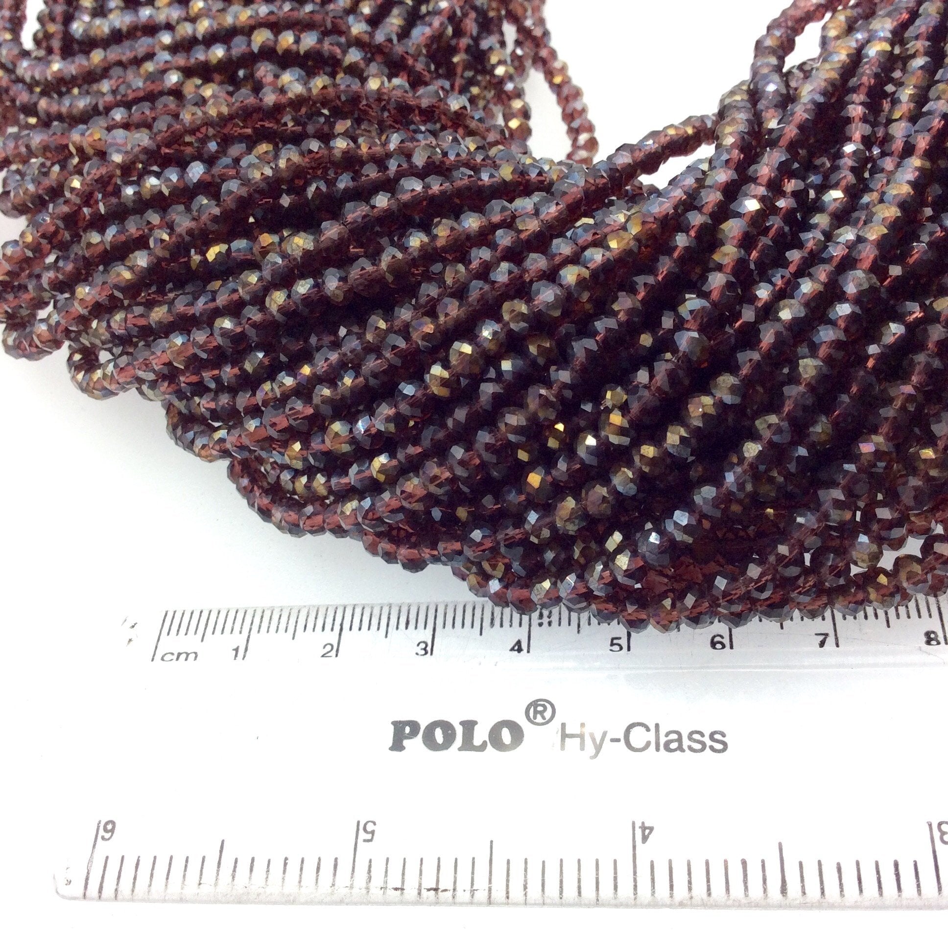 3mm x 4mm Faceted AB Burgundy Chinese Crystal Rondelle Shaped Beads - Sold by 17.5" Strands (Approx. 140 Beads)