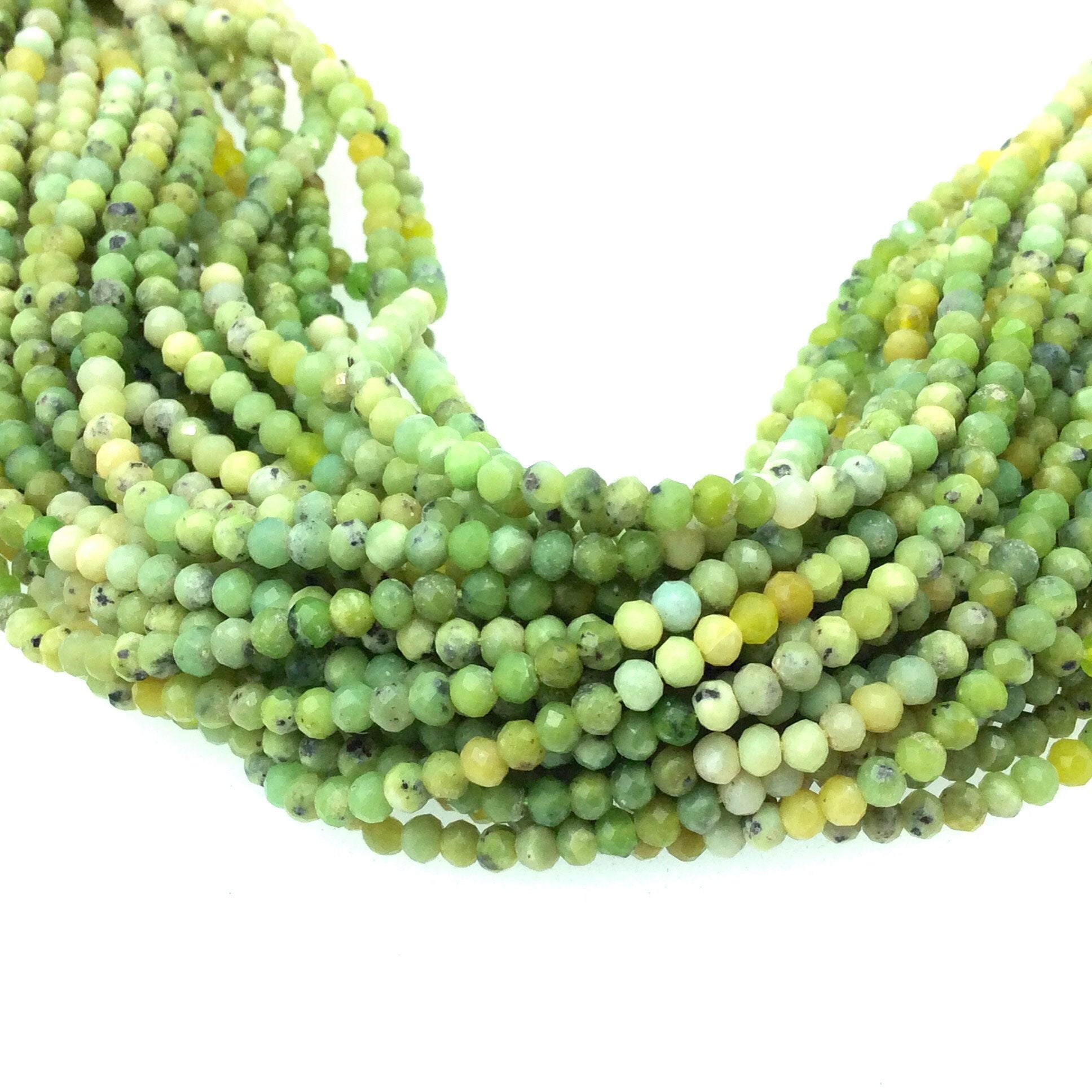 Holiday Special! 2-3mm x 2-3mm Faceted Natural Gradient Mixed Green Opal Rondelle Shaped Beads - 13" Strand (~ 125 Beads)