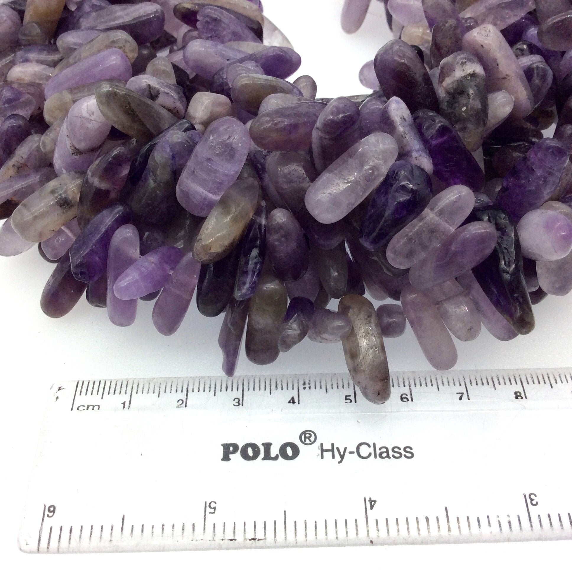 Smooth Amethyst Stick Beads - 15" Strand (Approximately 69 Beads) - Measuring 5-7mm x 14-20mm - Natural Semi-Precious Gemstone