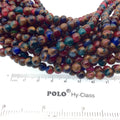 6mm Natural Gold/Blue/Green/Red Mosaic Agate Smooth Round/Ball Shaped Beads W 1mm Holes - 15.5" Strand (Approx. 66 Beads) - Quality Gemstone