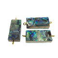 Rainbow Rectangle Shaped Natural Shell Focal Connector - 16mm x 38mm Approximately - Sold Individually