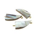 Iridescent White Tooth/Tusk Shaped Natural Shell Focal Connector - 15mm x 40mm Approximately - Sold Individually