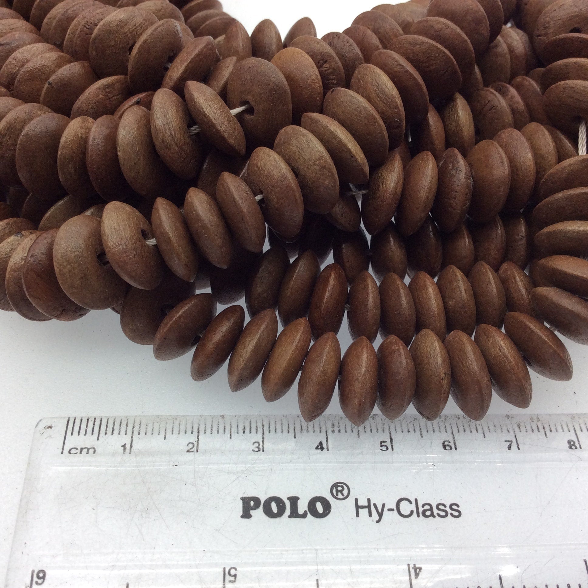 4-5mm x 14mm Natural Cocoa Brown Saucer Shaped Wooden Beads with 1.5mm Holes - 16" Strand (Approximately 73 Beads) - Sold by the Strand