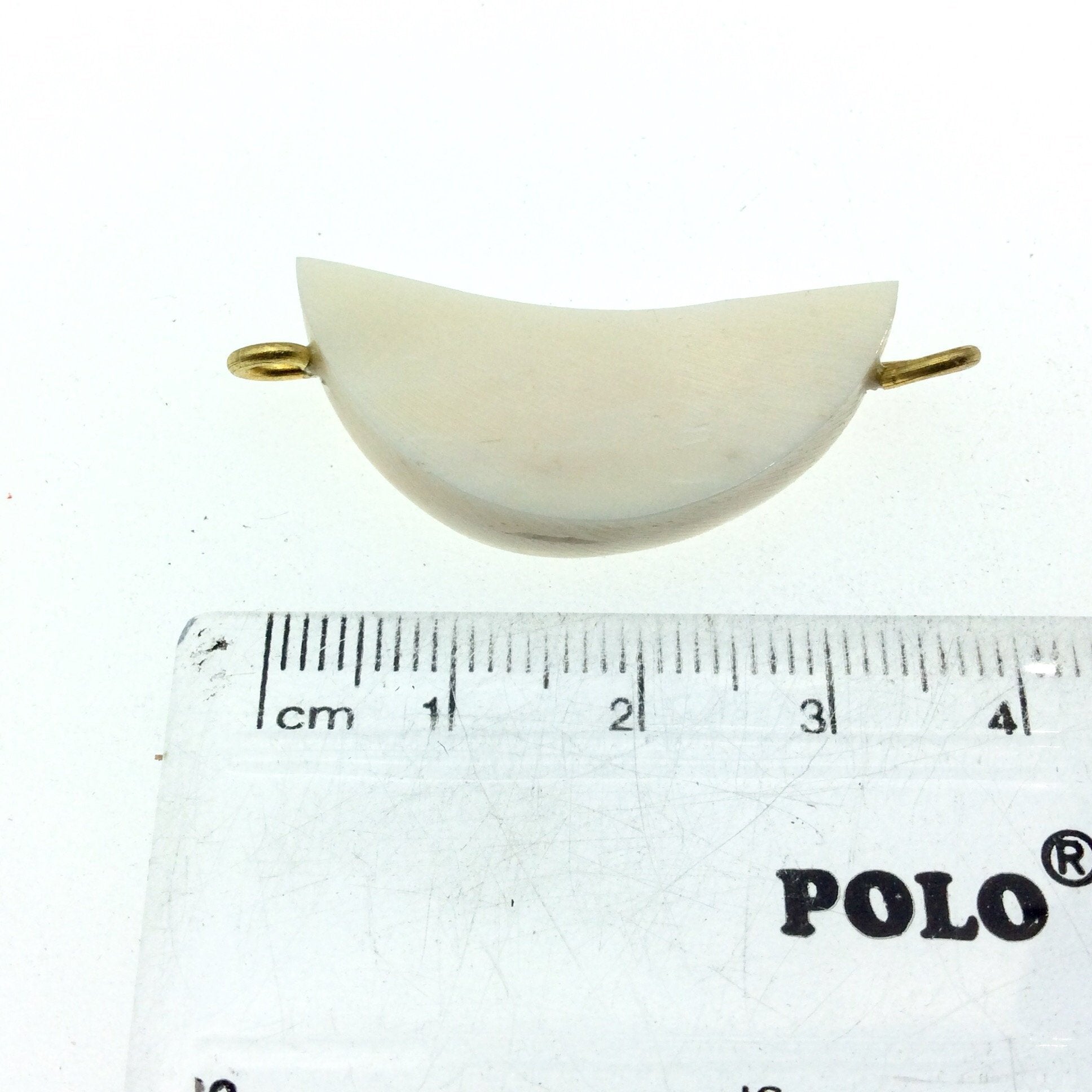 White/Ivory Crescent Moon Shaped Natural Bone Focal Connector - 12mm x 35mm Approximately