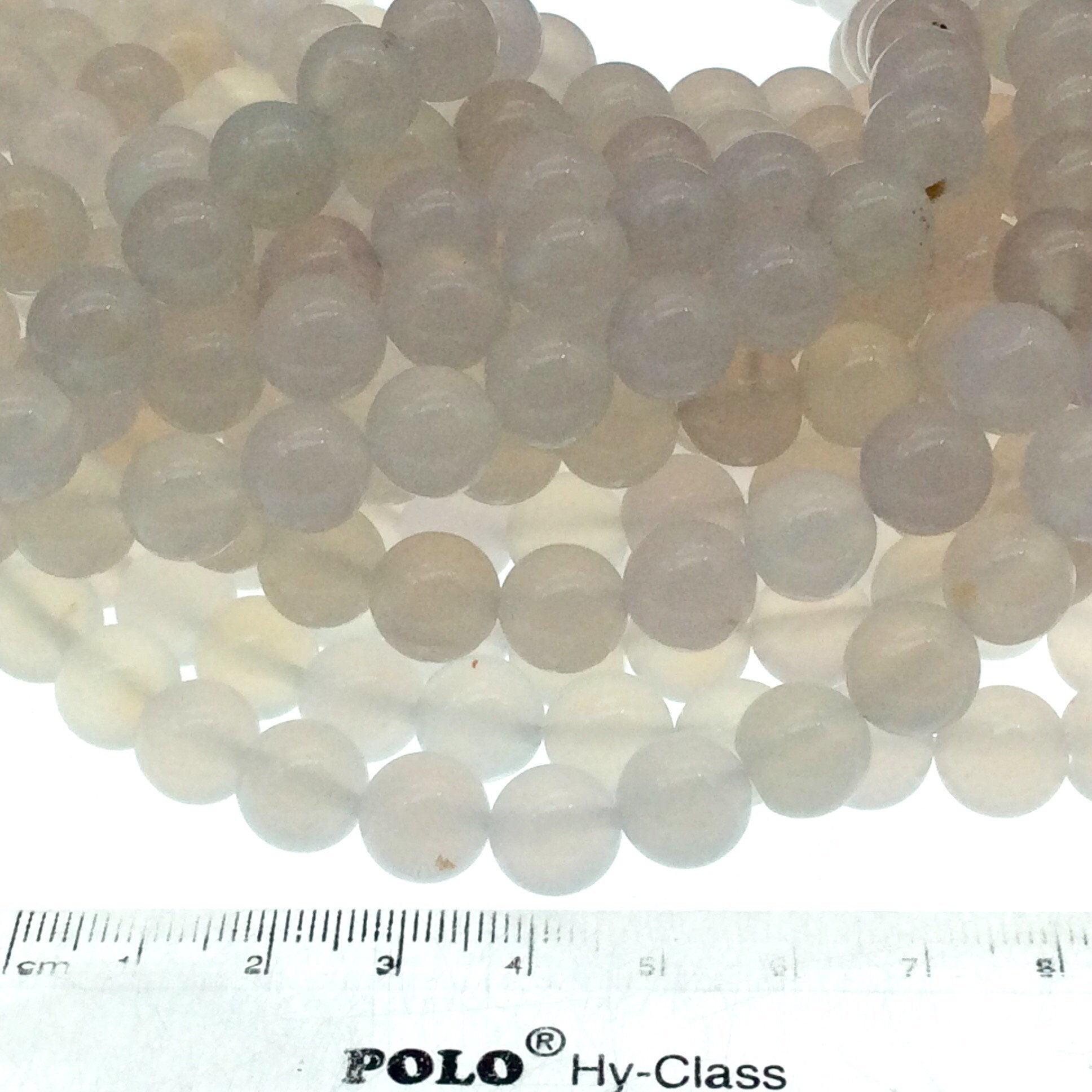 10mm Glossy Smooth Dyed Cloudy White Natural Jade Round/Ball Shaped Beads - Sold by 14.5" Strands (~ 37 Beads) - Quality Gemstone