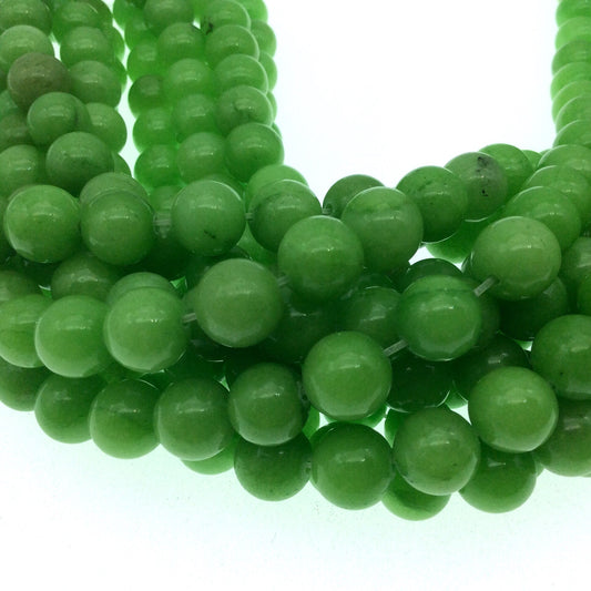 10mm Granny Smith Green Dyed Jade Beads