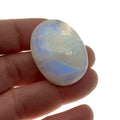 OOAK Single AAA Oval Shaped Iridescent Aqua/Blue Moonstone Flat Back Cabochon - Measuring 27mm x 35mm, 9mm Dome Height - Gemstone Cab