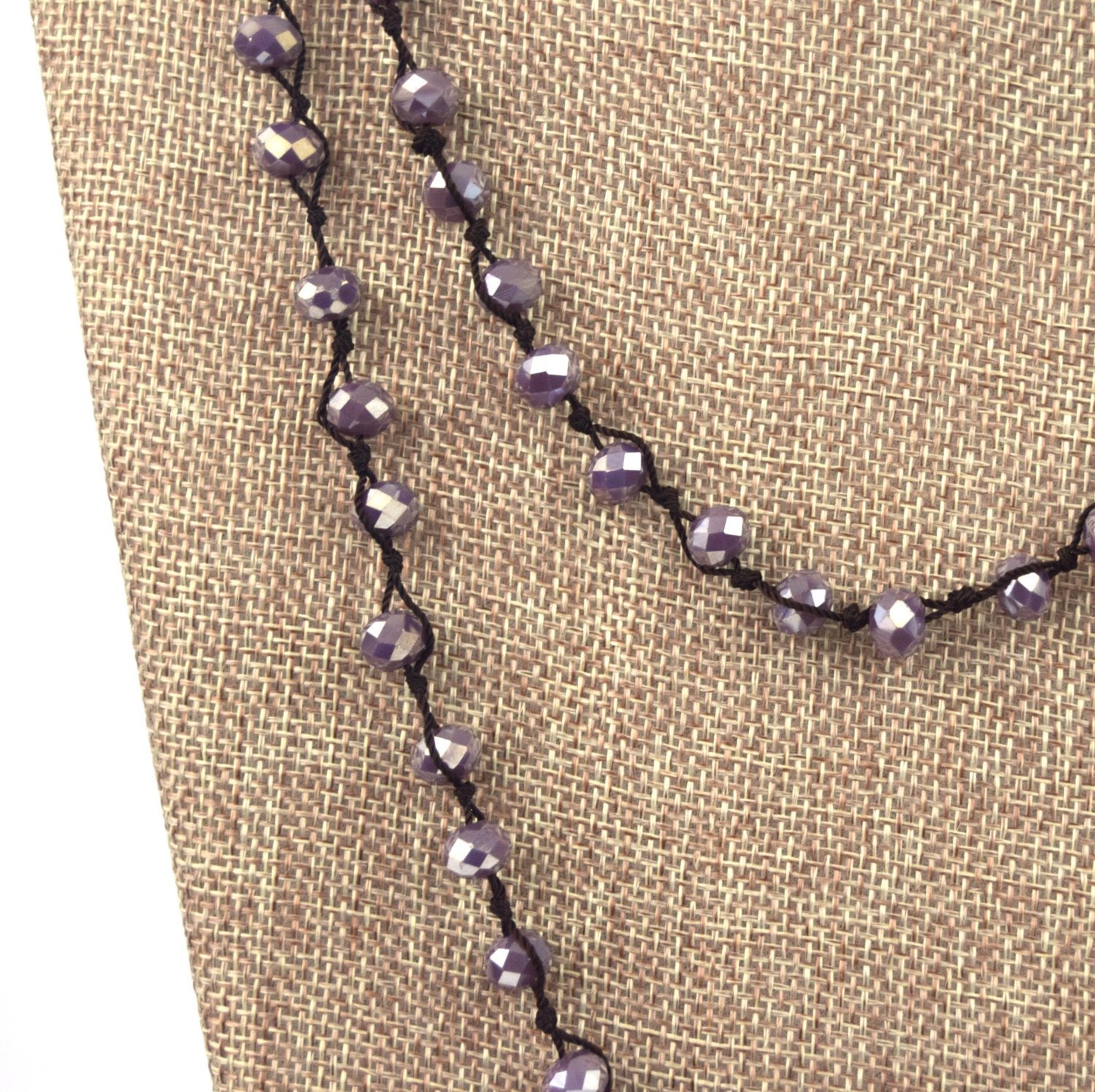 72" - 6mm x 8mm Opaque AB Purple Rondelle Chinese Crystal Hand Woven Necklace - Holiday Special!