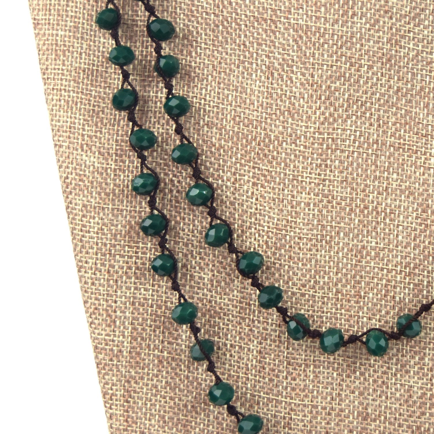 72" - 6mm x 8mm Opaque Deep Green Rondelle Chinese Crystal Hand Woven Necklace - Holiday Special!