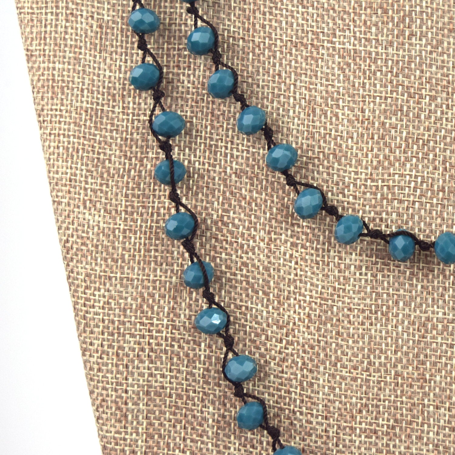 72" - 6mm x 8mm Deep Teal Rondelle Chinese Crystal Hand Woven Necklace - Holiday Special!