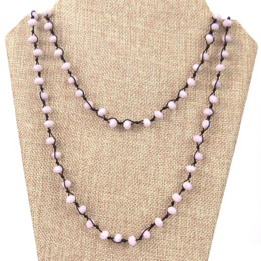 72" - 6mm x 8mm Opaque Lavender Rondelle Chinese Crystal Hand Woven Necklace - Holiday Special!