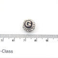 Clearance!! 11mm Double-sided Letter "G"  Rhinestone Banded  Round/Ball Shaped Bead - Silver