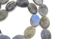 20mm Natural Gray Labradorite Faceted Oval Shaped Beads - (Approx. 15" ~19 Beads)