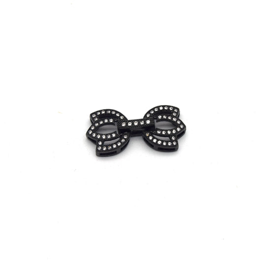 22mm x 12mm Gunmetal Cubic Zirconia Encrusted/Inlaid Double Tulip Shaped Clasp Components