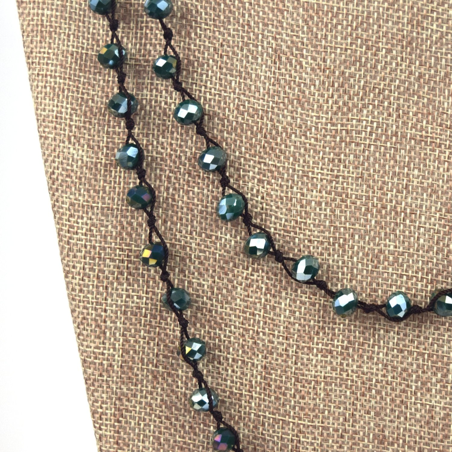 72" - 6mm x 8mm Opaque AB Deep Teal Rondelle Chinese Crystal Hand Woven Necklace - Holiday Special!