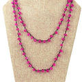 72" - 6mm x 8mm Trans. Hot Pink Rondelle Chinese Crystal Hand Woven Necklace - Holiday Special!