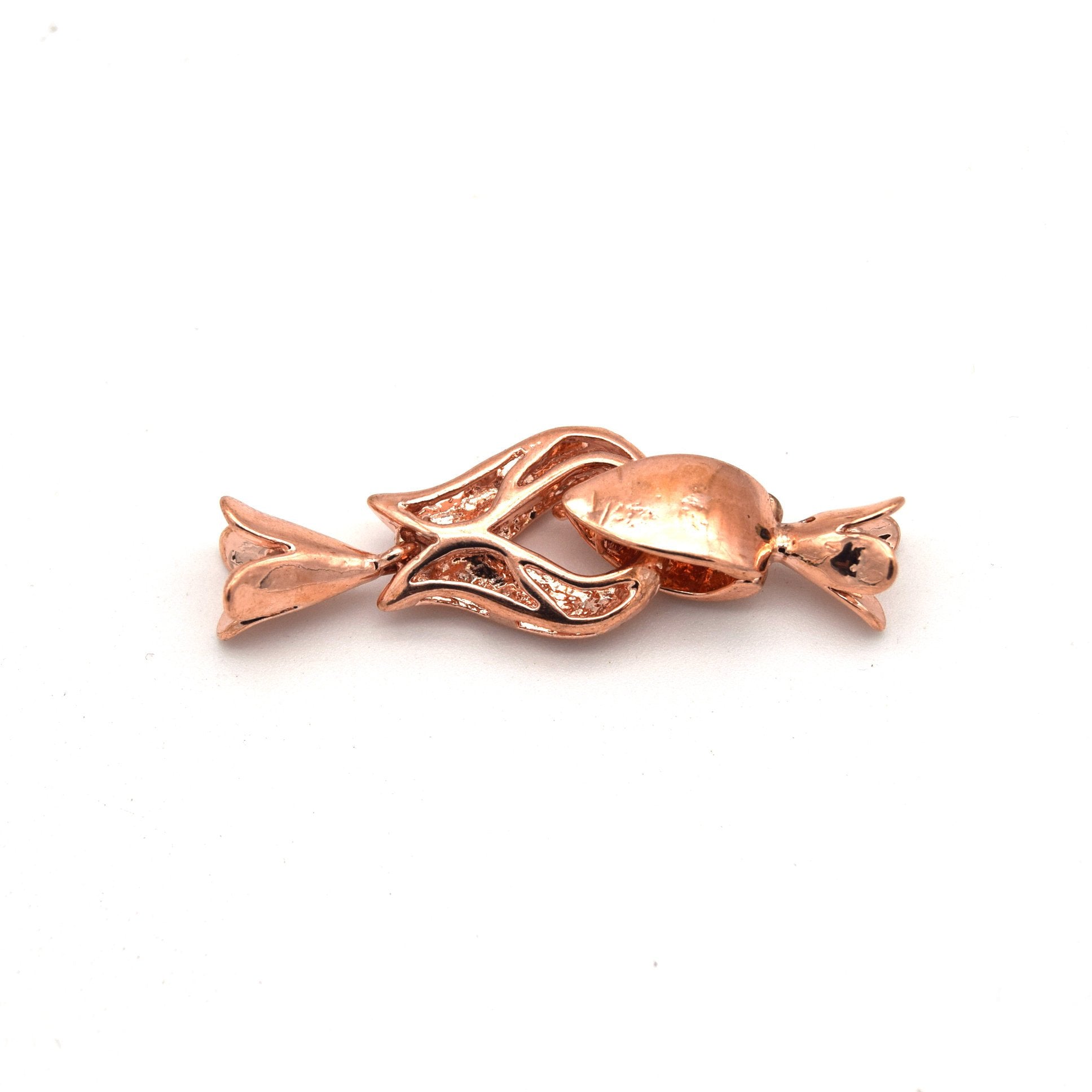 45mm Rose Gold Plated Cubic Zirconia Encrusted/Inlaid Nesting Looped Shaped Clasp Components