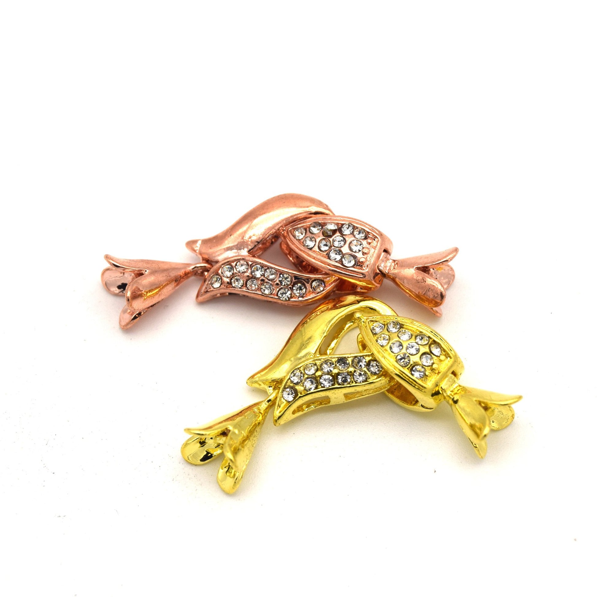 45mm Rose Gold Plated Cubic Zirconia Encrusted/Inlaid Nesting Looped Shaped Clasp Components