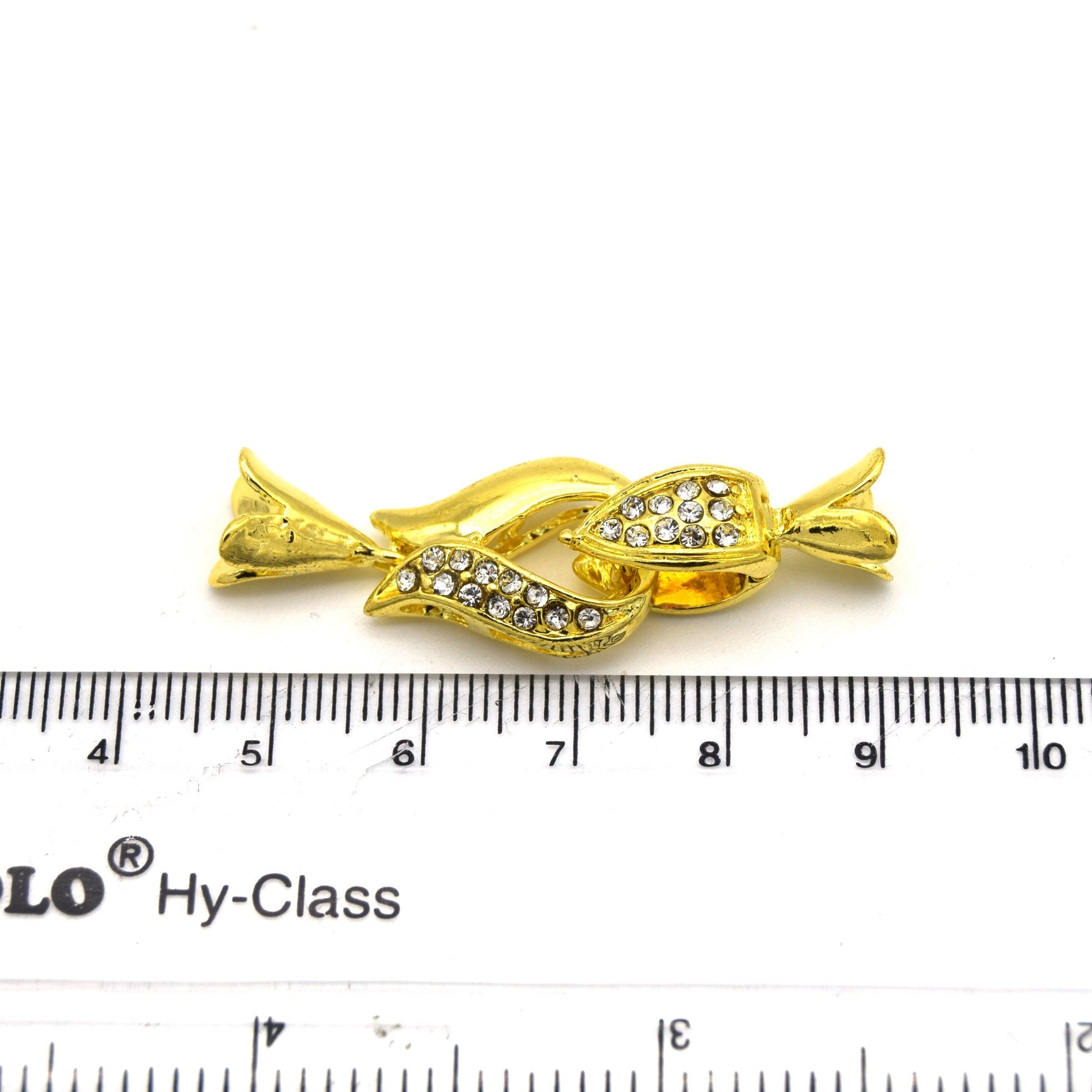 45mm Gold Plated Cubic Zirconia Encrusted/Inlaid Nesting Looped Shaped Clasp Components