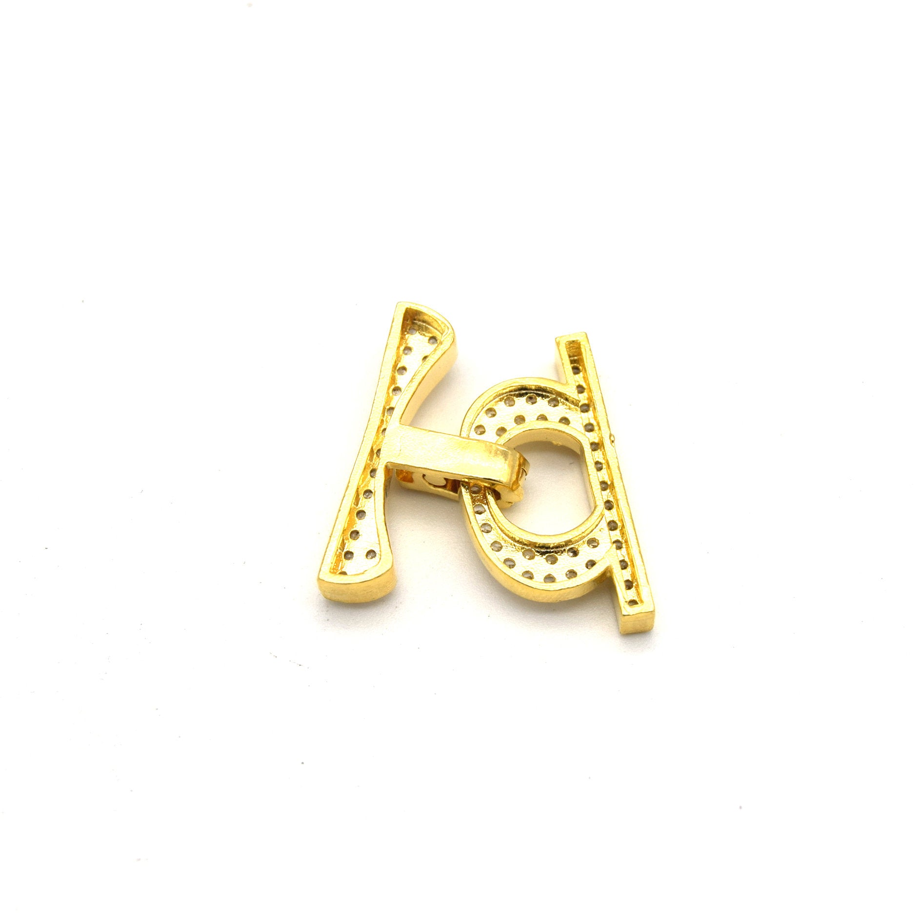 20mm x 25mm Gold Plated Cubic Zirconia Encrusted/Inlaid Bar/Loop Shaped Clasp Components