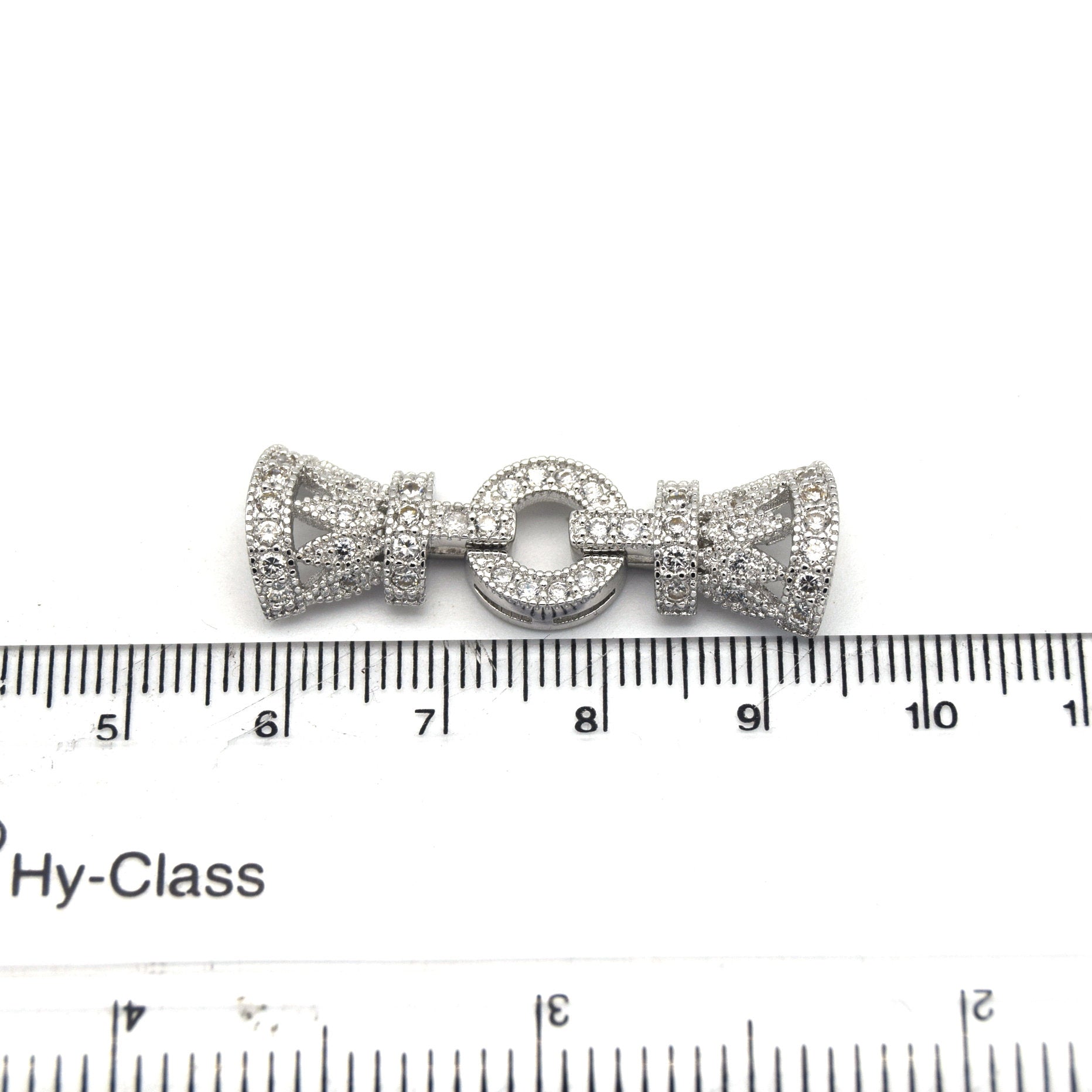 36mm Silver Plated Cubic Zirconia Encrusted/Inlaid Crown Shaped Double Clasp Components